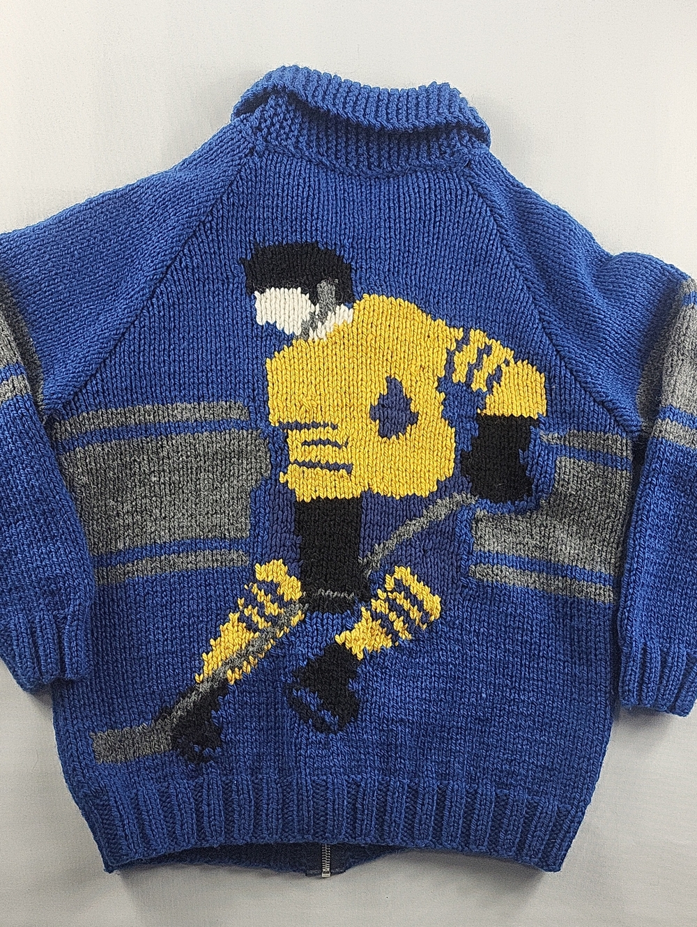 Hand Knit Wool Hockey Player Cowichan Cardigan Sweater